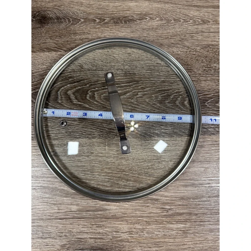 Universal Glass Pot‎ Lid Stainless Steel Rim Vented Handle 11 Inch Diameter